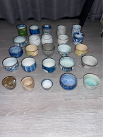 a large set of decorative mugs for the tea ceremony number three