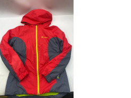 red and grey Nordway windbreaker jacket with a neon yellow zipper.