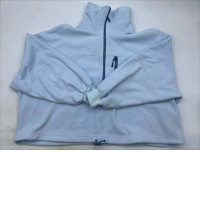 Light blue long sleeve turtleneck zip-up sweater