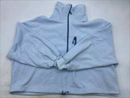 Light blue long sleeve turtleneck zip-up sweater