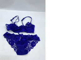 Blue lace bra and panty set