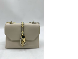 Charles & Keith Trice Metallic-Accent Belted Shoulder Bag in a chalk color. 
