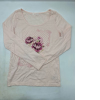 Women's cream-white long-sleeved round-neck T-shirt 