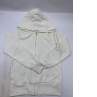 Girls' white long-sleeved hooded sweatshirt