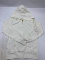 Girls' white long-sleeved hooded sweatshirt