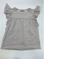 Light pink girl's top with ruffled sleeves and pleated eyelet details.