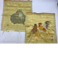 Set of 2 Japanese silk with patterns