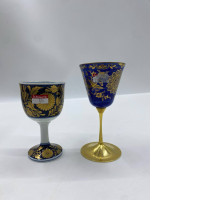 Set of 2 Kozan Kiln's Ruri Gold Pattern Wine Cup 