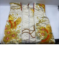 Large Japanese long-sleeved coat with a golden swan pattern