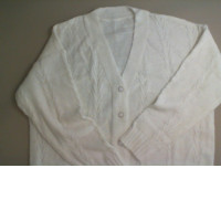 White button-down sweater