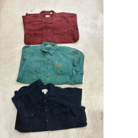 a set of three denim shirts