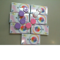 Set of 7 Sof Air contact lenses in different colors, 4 empty cases