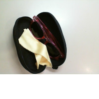 Set: glasses case, sunglasses, and cleaning cloth