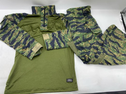 Zulu Tactical Wear G3-style combat shirt and pants in the tiger stripe camouflage pattern. 