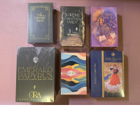 1x Stella's Tarot (Japan) Box Set 1x The Emerald Tarot 1x The Emerald Papyrus Tarot 1x Tarot of Colors 1x Sublime Tarot 1x Everyday Women Tarot 