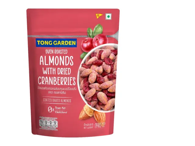 Thong Garden Crispy Roasted Almonds with Dried Cranberries 140g. Thong Garden Crispy Roasted Almonds with Dried Cranberries 140g.
