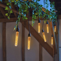 Vintage Edison teardrop shaped LED bulb with spiral filament.