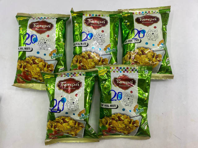 Set of 5 Tumpa Chanachur, an Indian snack mix. Set of 5 Tumpa Chanachur, an Indian snack mix.