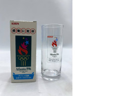 vintage Kirin beer glass and its original box, which are official collectibles from the 1996 Atlanta Olympic Games. 