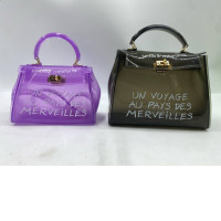 Set of 2 Shoulder bag, clear PVC plastic, "Un voyage au pays des merveilles" (a voyage to the land of wonders), jelly bag. Set of 2 Shoulder bag, clear PVC plastic, "Un voyage au pays des merveilles" (a voyage to the land of wonders), jelly bag.