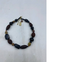 Black and brown wooden bead necklace. 