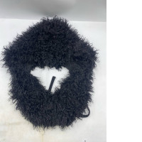 black genuine Mongolian lamb fur scarf. 