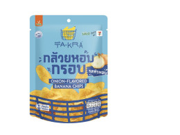 We Farm Crispy Banana Chips with Onion Flavor, 30 grams.
