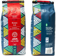 Set of 2 French AA grade whole roasted coffee beans from Kenya - Fair Trade Single Source.