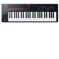 The M-Audio OXYGEN PRO 49 USB MIDI keyboard comes with a charging cable and microphone cable (included). (NOT NEW)