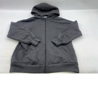Vintage style grey cotton blend zip-front hoodie.