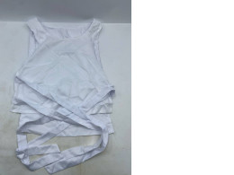 white sleeveless tie-waist blouse. white sleeveless tie-waist blouse.