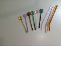 Glass set, 6 spoons + 4 drinking straws