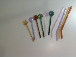 Glass set, 6 spoons + 4 drinking straws