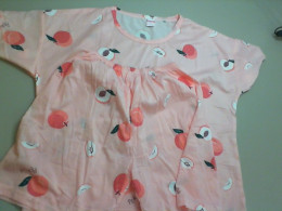 Pink pajama set, T-shirt and shorts