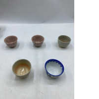 Set of 5 Japanese short-stemmed hot tea cup. 