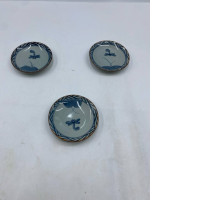 Set of 3 Three small, antique Japanese porcelain plates, Kosara.