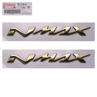 Set of 2 3D embossed NMAX logo, gold color, 1 side (self-adhesive). Genuine Yamaha logo for ALL NEW NMAX, NMAX (2DP-F173B-40).
