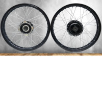 CT125 Wheel Set: 185x17mm black rims with front and rear hubs, fully spoked, for HONDA CT-125.