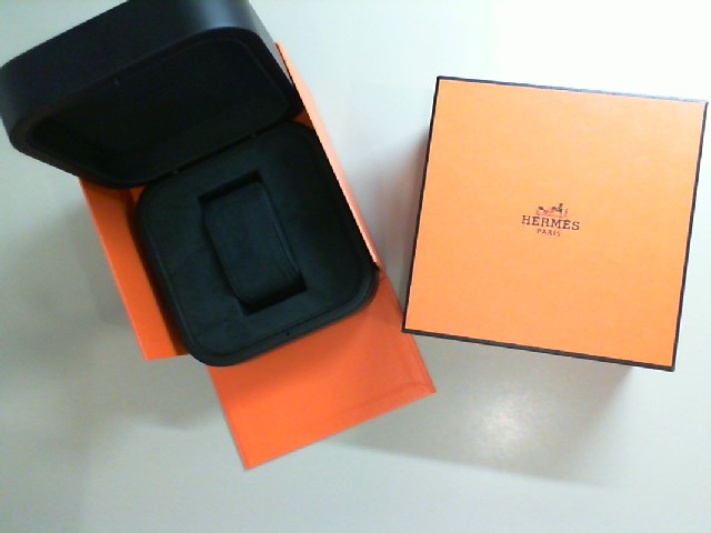 An empty Hermes watch box An empty Hermes watch box