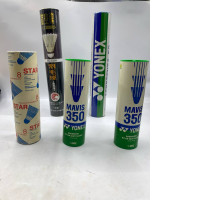 Set of 5 Various types of badminton shuttlecocks. 