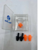Set of 3 Earplugs and nose clip for swimming. 
