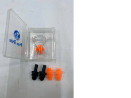 Set of 3 Earplugs and nose clip for swimming. 