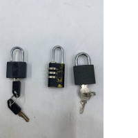 Set of 3 padlocks, including both keyed and combination locks. 