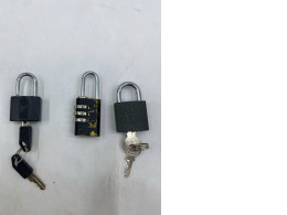 Set of 3 padlocks, including both keyed and combination locks. Set of 3 padlocks, including both keyed and combination locks.