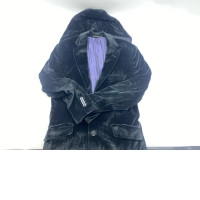 Long velvet hooded coat