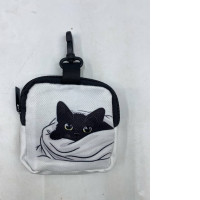 cat print polyester coin purse with a key ring. 
