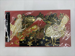  Japanese-style pop-up Christmas card by APJ, featuring traditional motifs of cranes and Mount Fuji. 