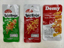 Set of 3 Weilong spicy konjac snack and Demy mala konjac snack. 