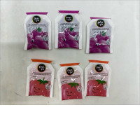 Set of 6 Sunsu chewy konjac jelly in grape and strawberry flavors. 