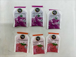 Set of 6 Sunsu chewy konjac jelly in grape and strawberry flavors. 